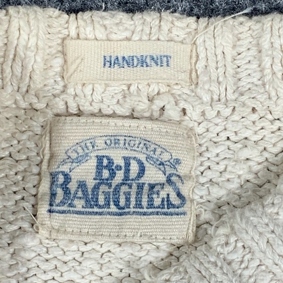 Vintge BD Baggies Sweater Mens Medium White Handknit Aztec Southwestern Abstract - Picture 2 of 12